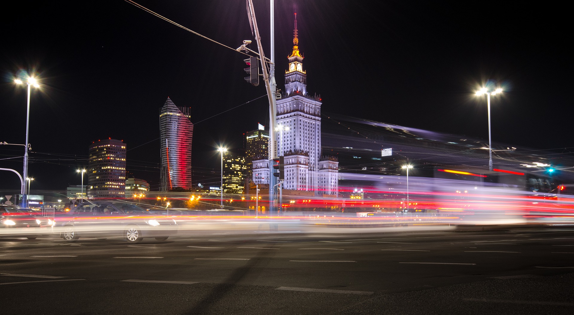 poland, warsaw, night