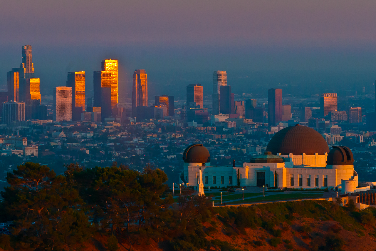 griffith observatory, los angeles, sunset